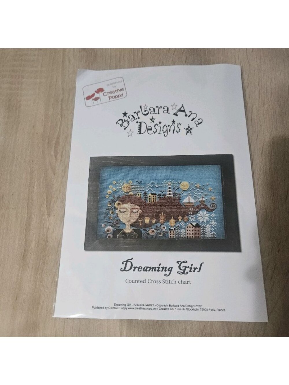 Dreaming Girl Counted Cross Stitch Chart Kit Barbara Ana Designs